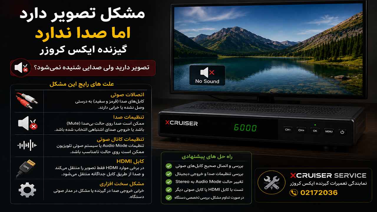 مشکل تصویر دارد اما صدا ندارد گیرنده ایکس کروزر
